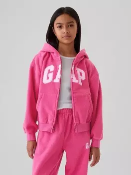 Детская флисовая толстовка оверсайз с логотипом Gap, розовый