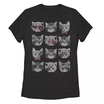 Детская футболка с рисунком Kitty Faces в сетку, солнцезащитные очки и бантик в тон