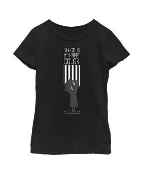 Детская футболка с силуэтом Black Is My Happy Color для девочек Netflix, черный
