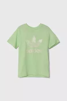 Детская хлопковая футболка adidas Originals, зеленый