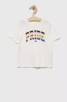 Детская хлопковая футболка GAP, белый