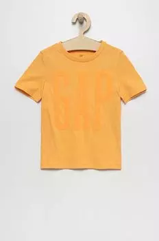 Детская хлопковая футболка GAP, оранжевый