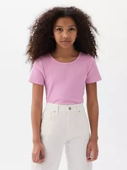 Детская хлопковая футболка Gap, розовый