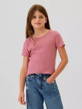 Детская хлопковая футболка Gap, розовый