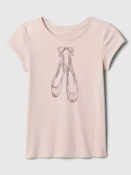 Детская хлопковая футболка Gap, розовый