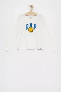Детская хлопковая футболка GAP с длинными рукавами, белый