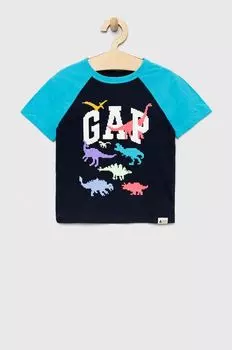 Детская хлопковая футболка GAP, темно-синий