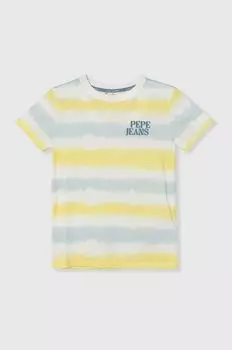 Детская хлопковая футболка Pepe Jeans, желтый