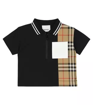 Детская хлопковая футболка-поло Burberry Kids, черный