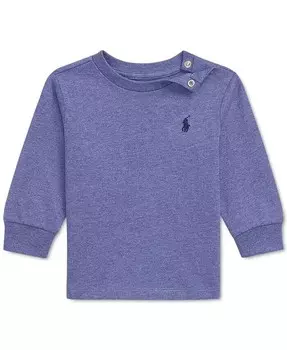 Детская хлопковая футболка с длинными рукавами Polo Ralph Lauren, синий