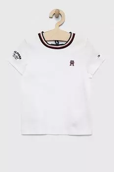 Детская хлопковая футболка Tommy Hilfiger, белый