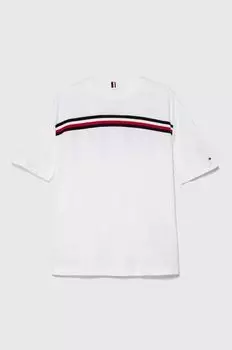 Детская хлопковая футболка Tommy Hilfiger, белый