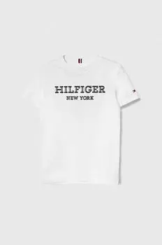 Детская хлопковая футболка Tommy Hilfiger, белый