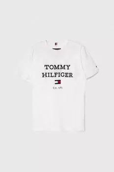 Детская хлопковая футболка Tommy Hilfiger, белый