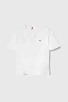 Детская хлопковая футболка Tommy Hilfiger, белый