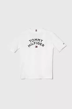 Детская хлопковая футболка Tommy Hilfiger, белый