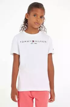 Детская хлопковая футболка Tommy Hilfiger, белый