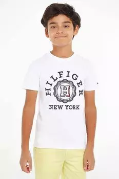 Детская хлопковая футболка Tommy Hilfiger, белый