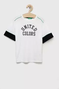 Детская хлопковая футболка United Colors of Benetton, белый