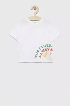 Детская хлопковая футболка United Colors of Benetton, белый