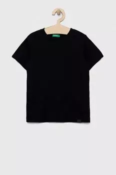 Детская хлопковая футболка United Colors of Benetton, черный
