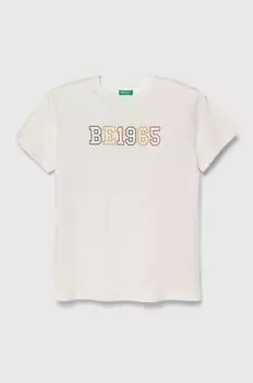 Детская хлопковая футболка United Colors of Benetton, белый