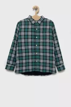 Детская хлопковая рубашка GAP, зеленый