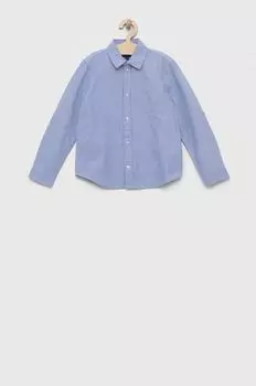 Детская хлопковая рубашка Guess, синий