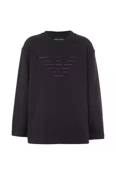 Детская хлопковая рубашка с длинным рукавом Emporio Armani, черный