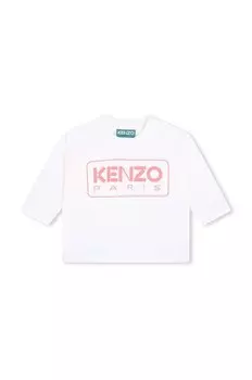 Детская хлопковая рубашка с длинным рукавом Kenzo, бежевый