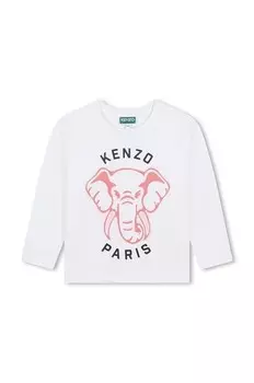 Детская хлопковая рубашка с длинным рукавом Kenzo, белый