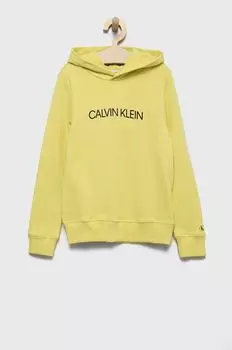 Детская хлопковая толстовка Calvin Klein Jeans IU0IU00163.9BYY, зеленый