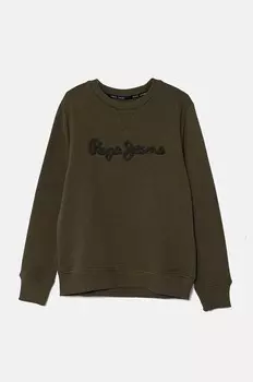 Детская хлопковая толстовка NEW LAMONTY CREW Pepe Jeans, зеленый