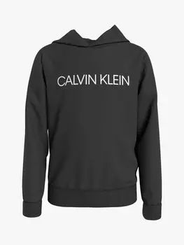 Детская хлопковая толстовка с логотипом учреждения Calvin Klein, ск черный