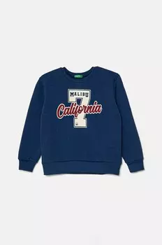 Детская хлопковая толстовка United Colors of Benetton, темно-синий