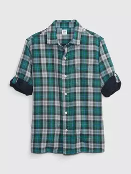 Детская клетчатая рубашка Gap, зеленый