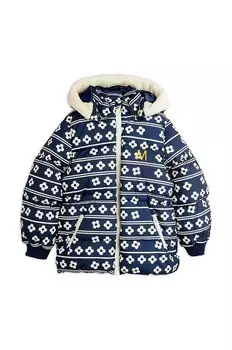 Детская куртка с цветами Mini Rodini, темно-синий