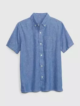 Детская льняная рубашка Gap, синий