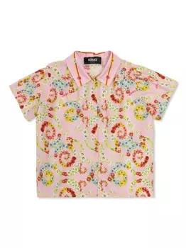 Детская рубашка с цветочным принтом Versace Versace Kids, розовый