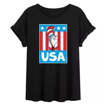 Детская шляпа Dr. Seuss Cat Hat США, футболка большого размера Licensed Character, черный