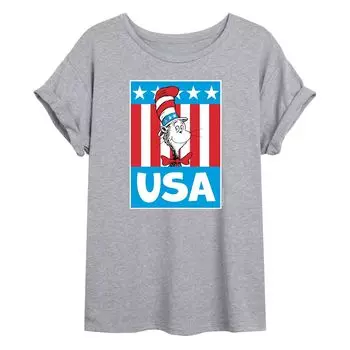 Детская шляпа Dr. Seuss Cat Hat США, футболка большого размера Licensed Character, серый