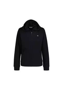 Детская толстовка - SHIELD FULL ZIP HOODIE, капюшон, молния, хлопок GANT, черный
