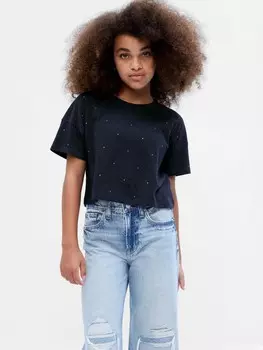 Детская укороченная футболка Gap, синий