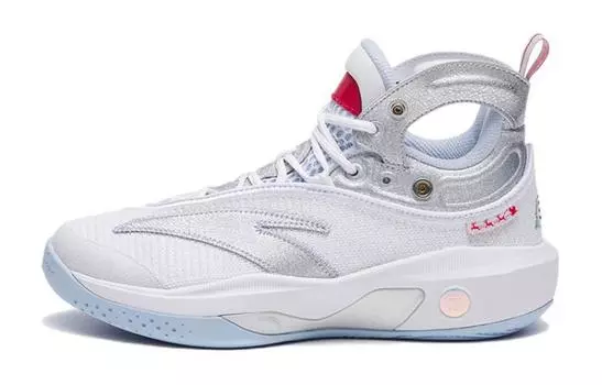 Детские баскетбольные кроссовки GS High-top белые/серебристые/синие Anta Kids