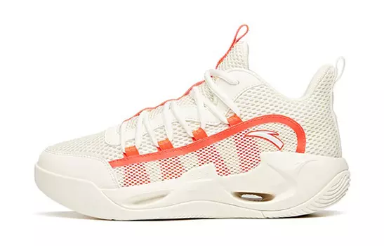 Детские баскетбольные кроссовки GS Mid-top Ivory White/флуоресцентный Bright Crimson Anta Kids