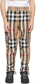 Детские бежевые брюки в контрастную клетку Burberry