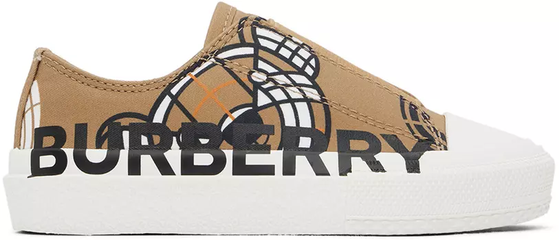 Детские бежевые кроссовки с принтом Montage Burberry