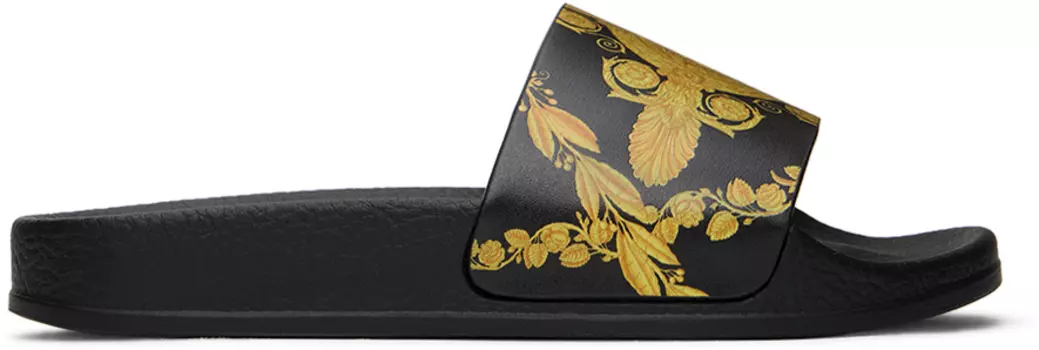 Детские черные шлепанцы Medusa Nero/Oro Versace