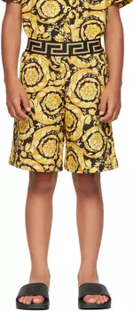 Детские черные шорты Barocco Versace
