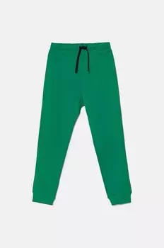 Детские хлопковые брюки United Colors of Benetton, зеленый
